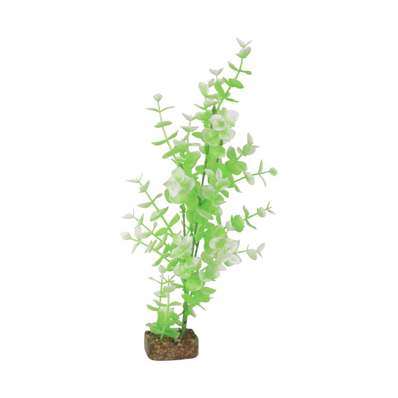 GloFish Plant Aquarium DÃ©cor, Green and White Large, Fluorescent Under Blue LED Light - Image 1
